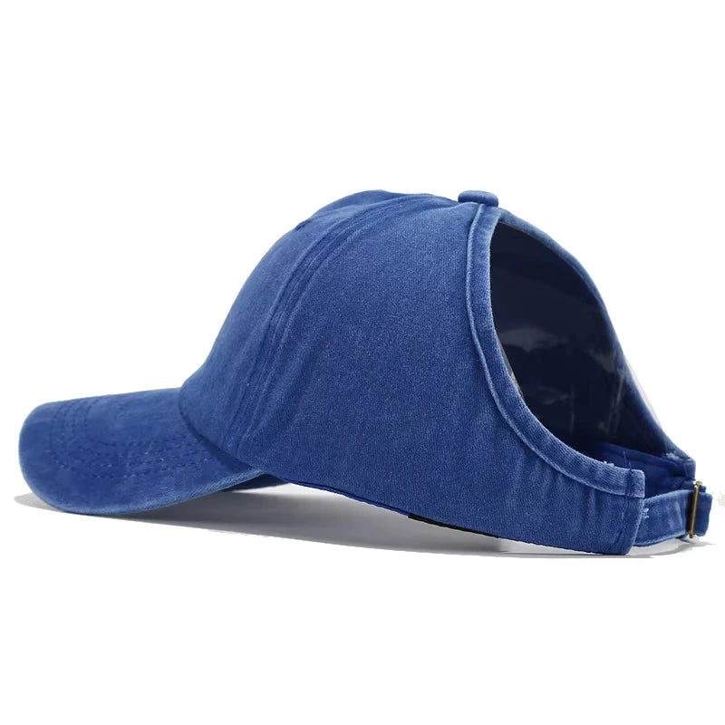 1pc Retro Washed Little Heart Embroidered Ponytail Baseball Cap for Women,Outdoor Sports Adjustable Women's Cap for Daily Wear