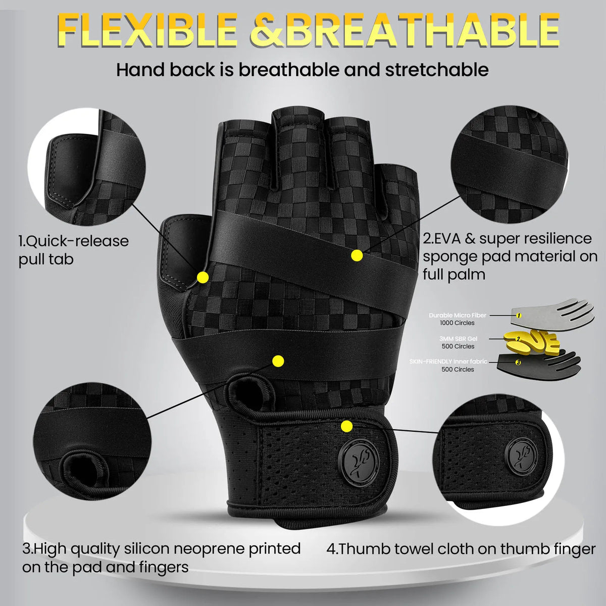 MOREOK Weight Lifting Gloves Breathable Anti-slip Strength Training Exercise Workout Fitness Gym Gloves for Pull-ups