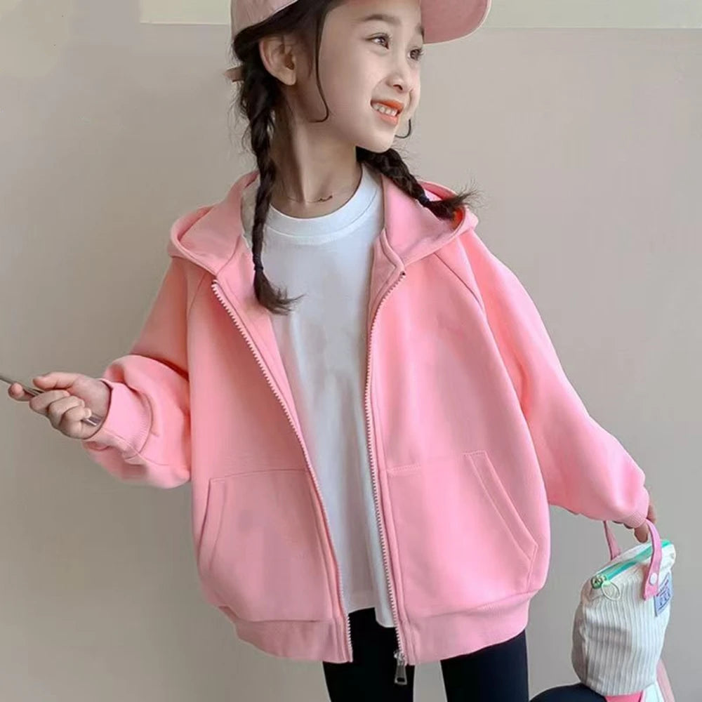 Children Hoodie Zip Up Cardigan Tops SIX SEVEN Girl Pink Boy Black Coat Hoodies Kid 3-12 Year Zipper Sweatshirts Autumn