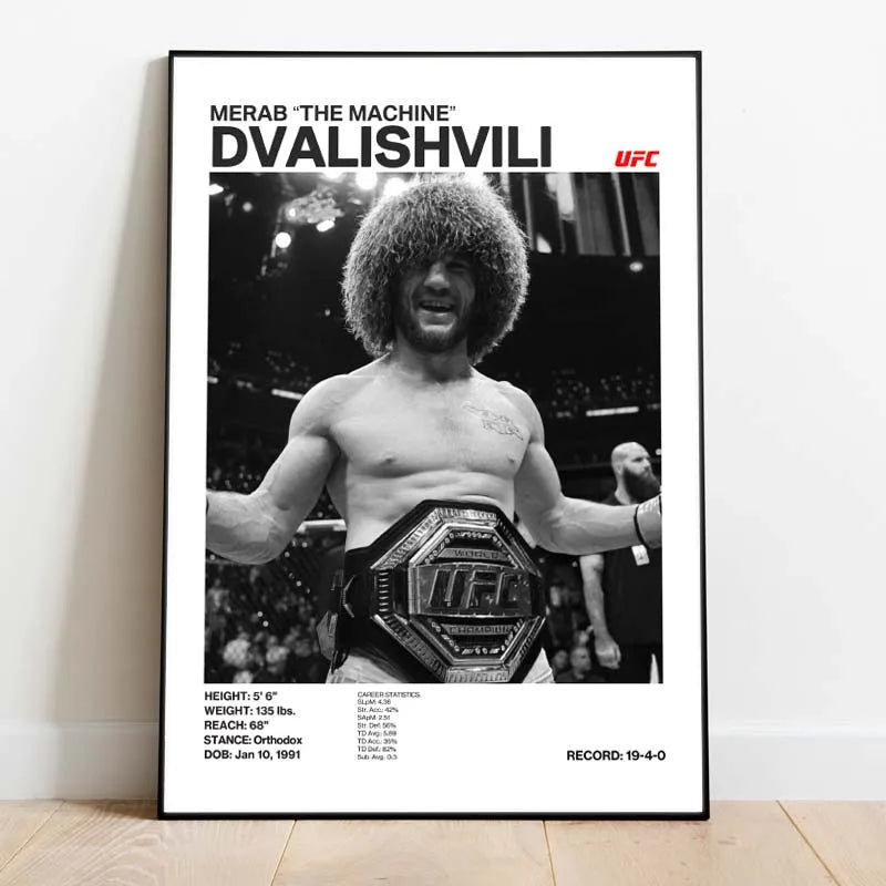 Black and White Boxing Legends ILIA TOPURIA Canvas Poster Boxing Fighting Canvas Print Painting Wall Decor for Gym Home Decor