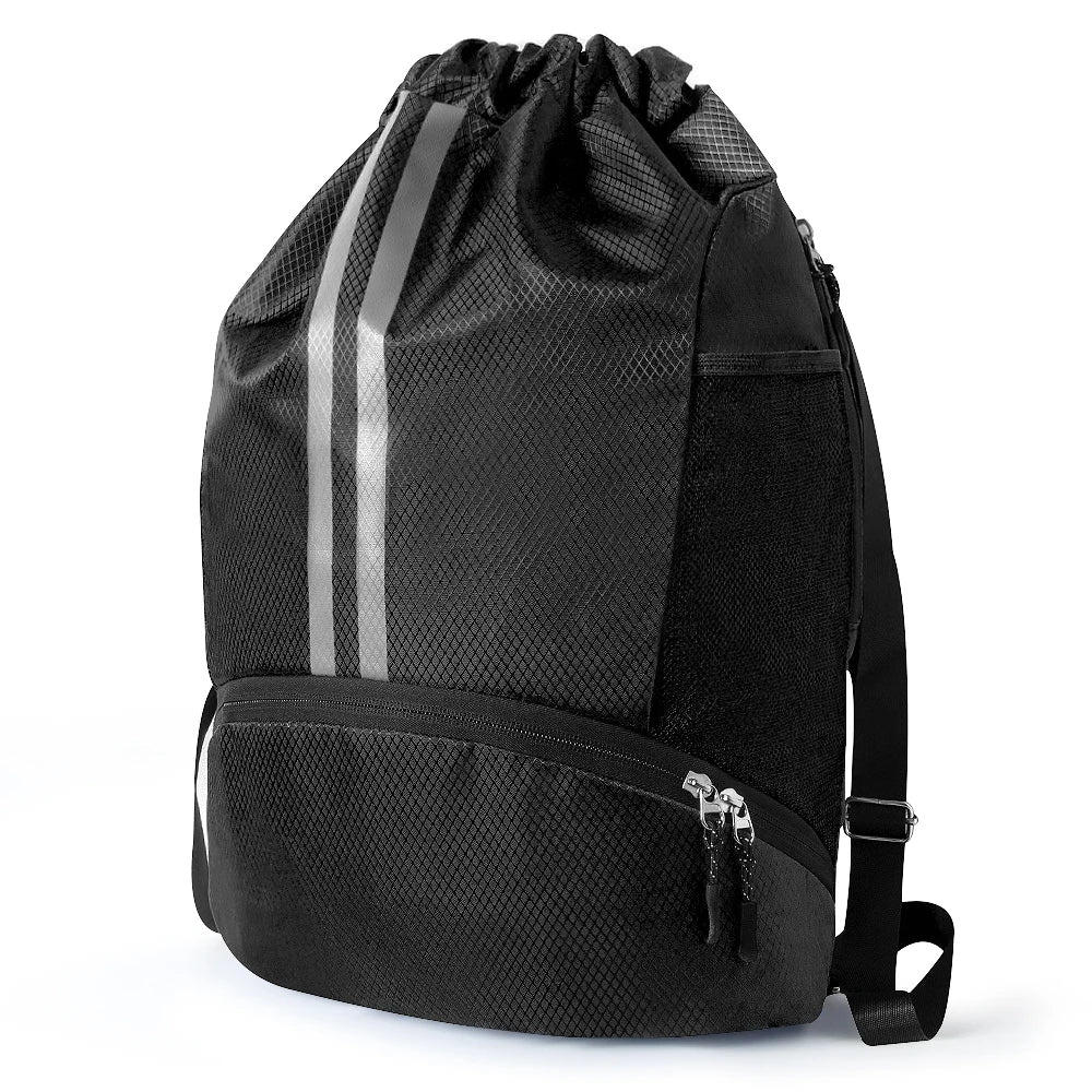 1PCS Drawstring Gym Bag, Waterproof Drawstring Backpack, Swim Bag with Shoes Compartment,Pull String Sport Bag Soccer Basketball
