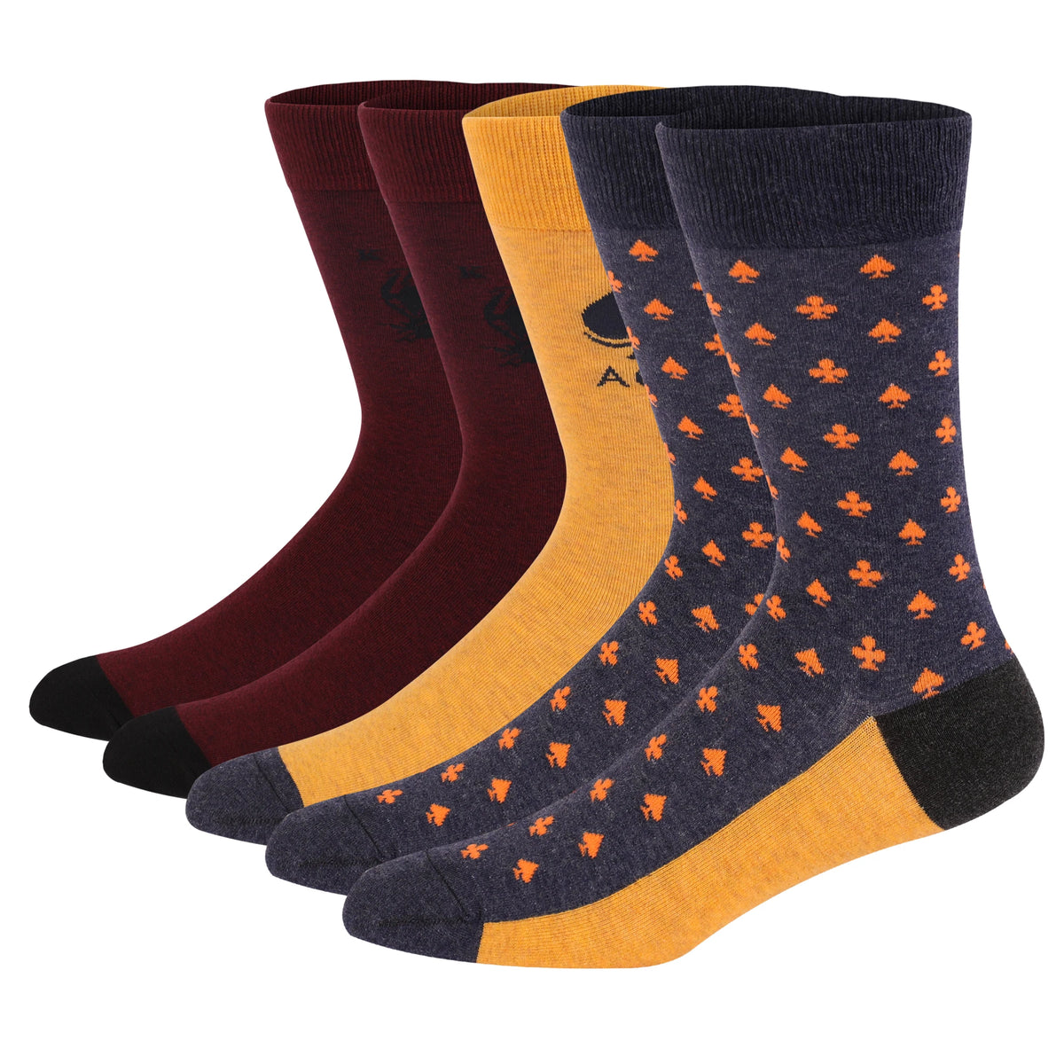 5 Pairs Mens Dress Socks Plus Large Size,High Quality Combed Cotton Crew Socks,Black Cool Argyle Breathable Casual Socks for Men
