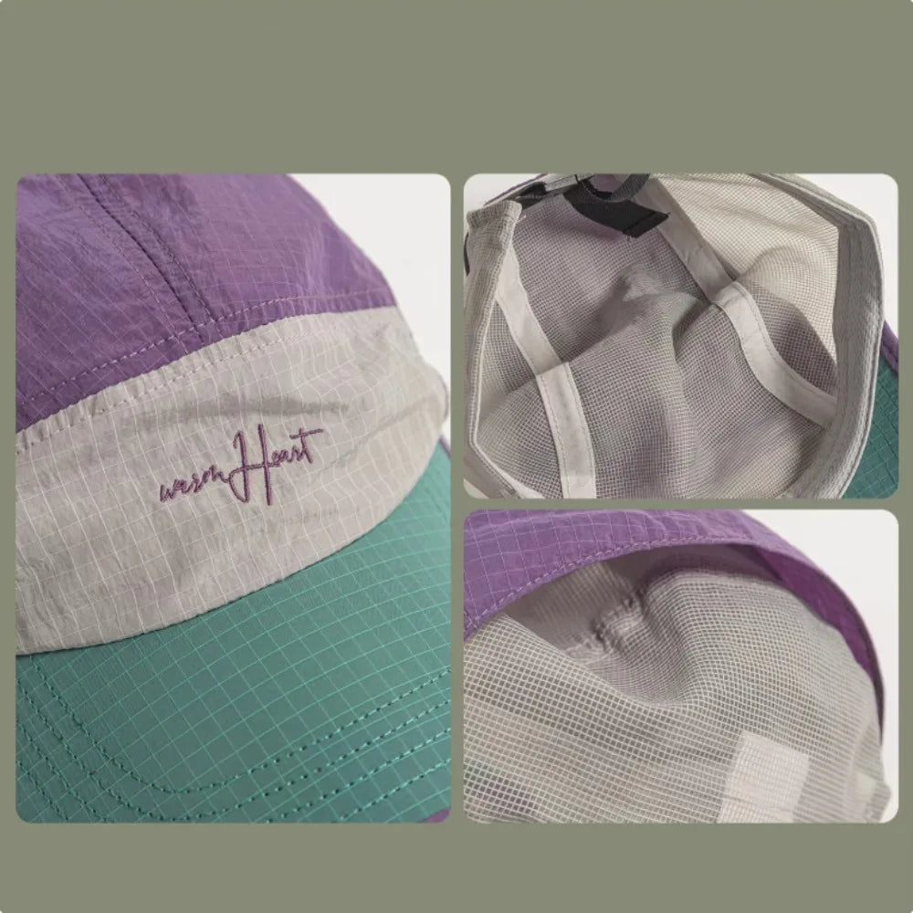 Unisex Quick-Dry Running Cap Breathable Mesh Nylon Hat for Hiking Camping Outdoor Activities