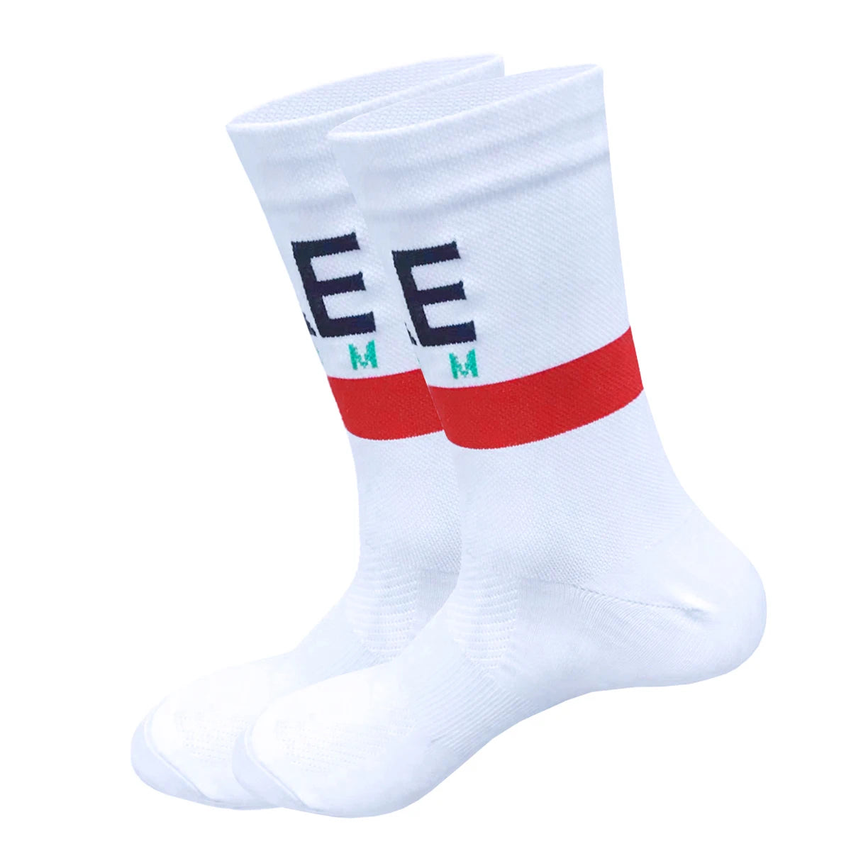 White TREKKING Cycling Socks Non Slip UAE Team Soccer Socks Cushioned Breathable Running Yoga Basketball Bike Sports Grip Socks