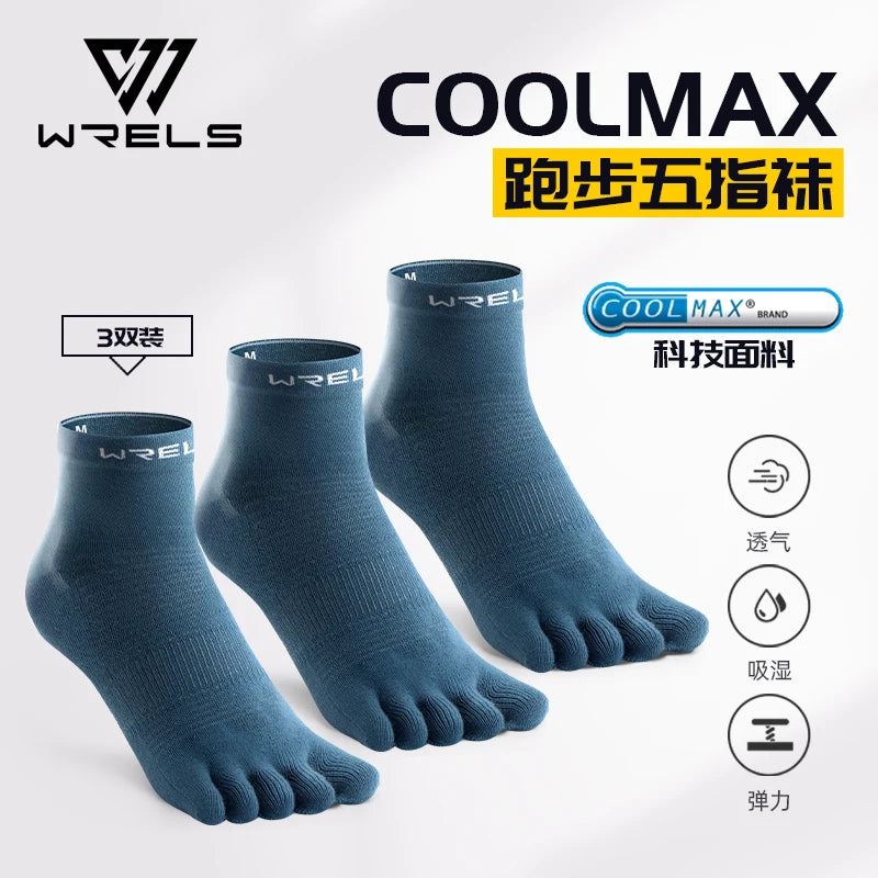 WRELS 1/3pairs Toe Sock for Men and Women Coolmax Five Finger Running Riding Cycling Basketball Sport Moisture Wicking Socks