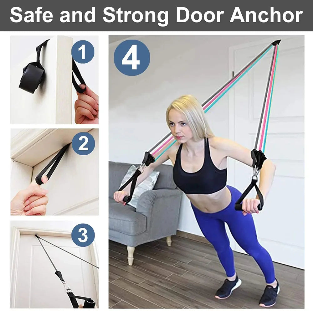 Resistance Bands for Working Out, Exercise Bands with Handles, Pull Rope with Ankle Straps Strength Training Equipment