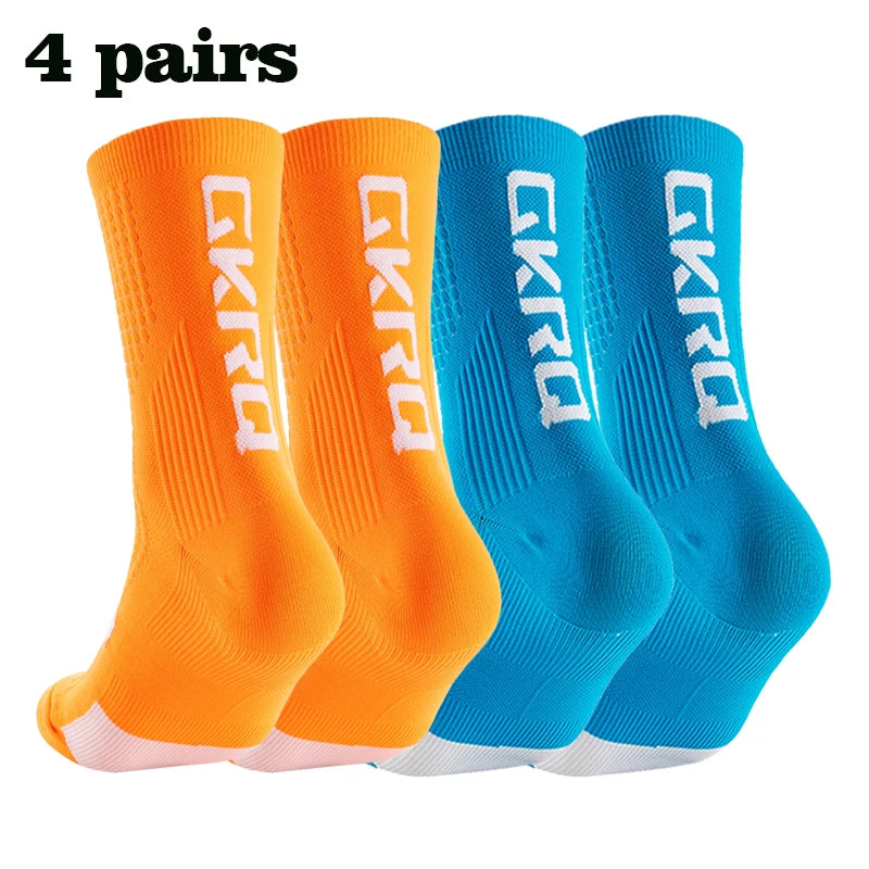 GKRQ 4pairs 2023 New Cycling Socks Bike Nurse Compression Road Bike Running Mtb Knee-high White Sports Funny Brand Black