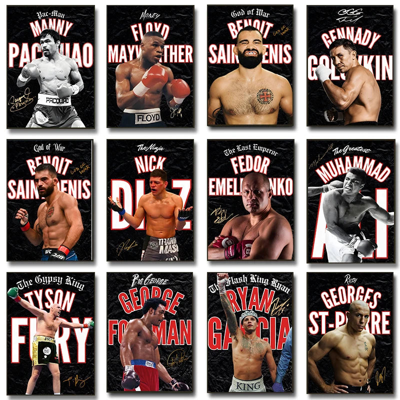 Famous Boxing Champion Posters Motivational Boxing Legends Prints Canvas Painting Wall Art Pictures Home Gym Boy's Bedroom Decor