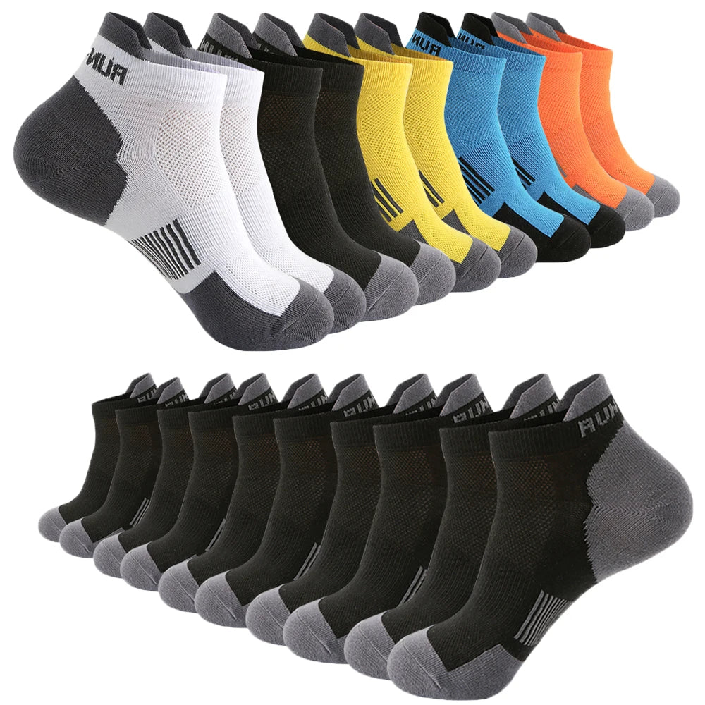 5/10 Pairs Men's Breathable Ankle Socks Mesh Casual Athletic Sports Short Socks Thin Cut for Summer Size 38-45