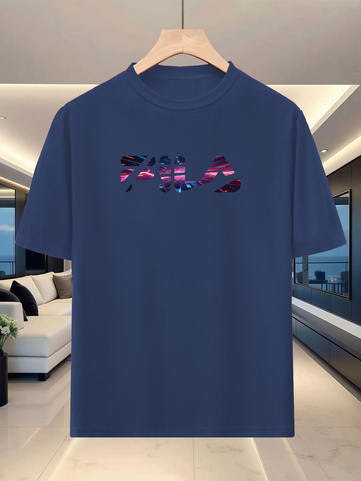 New men's running T-shirt - Spring/Summer lightweight top - Cool letter print - Breathable and casual sports T-shirt