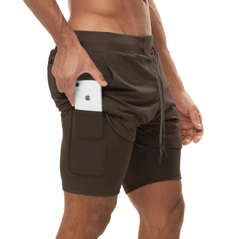 Summer Man Fitness Sport Shorts Men's Jogging Gym Bodybuilding Short Pants Breathable Training Sportswear double-deck Shorts Men