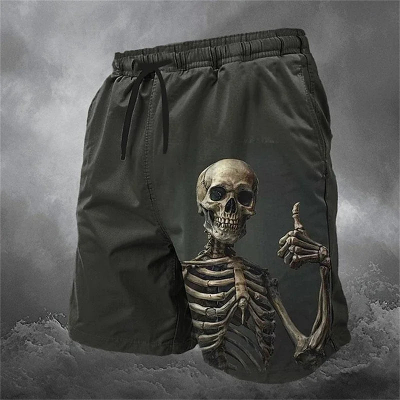 Men's Skull Design Printed Beach Shorts Swimwear Casual and Comfortable Summer Hip-Hop Shorts Fashion Casual Quick-dry Shorts