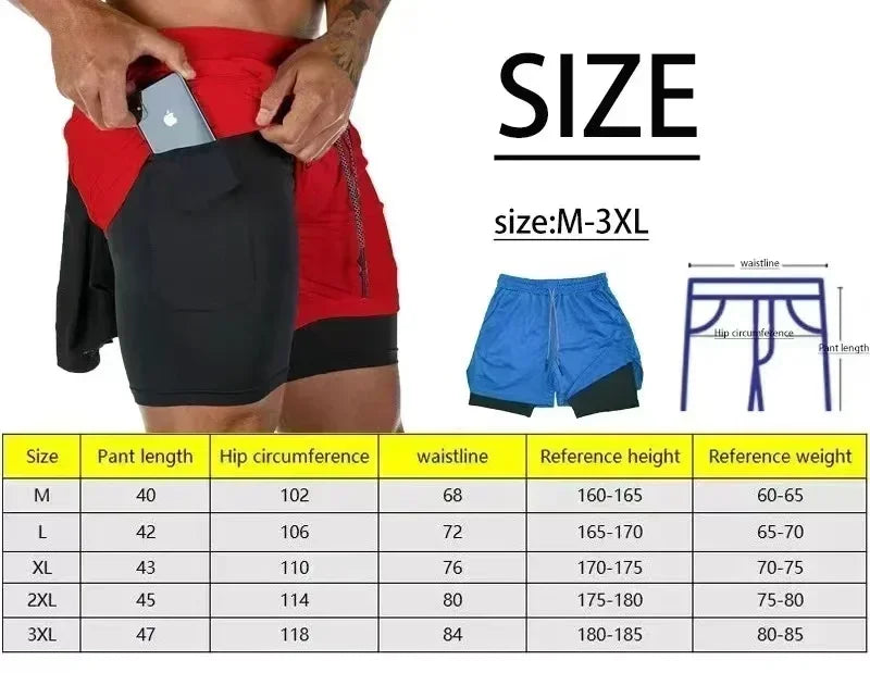 2026 Summer Sports Shorts 2-in-1 Gym Running Shorts Slow Running Casual Sportswear Fitness Double Layer Shorts