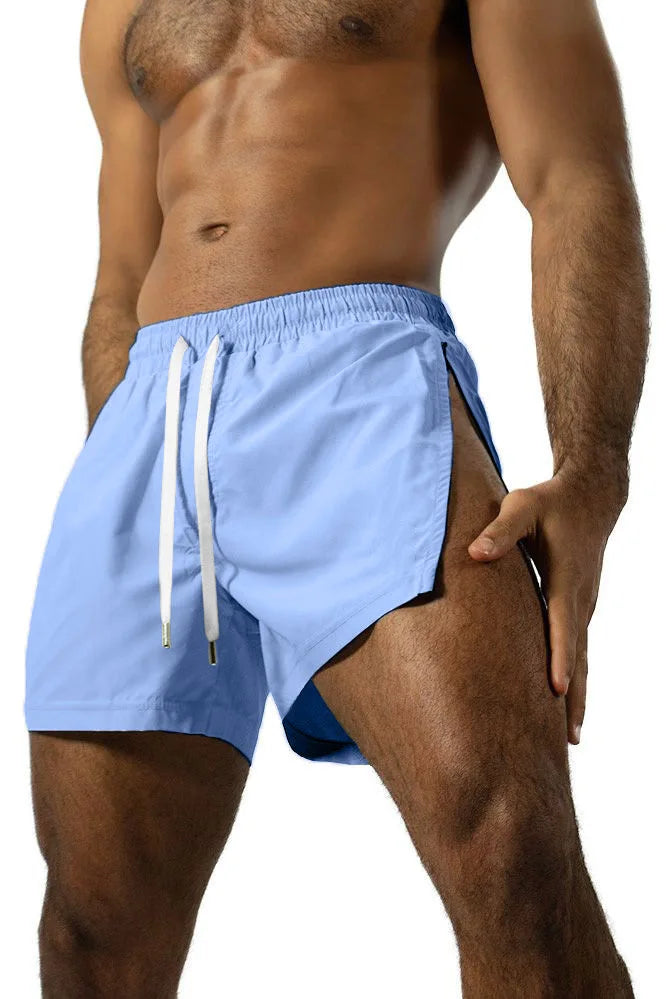 Summer Sports Shorts Men Sweatshorts Quick Dry Running Gym Beach Jogging Bottoms Men Fitness Training side Zipper Shorts Pants