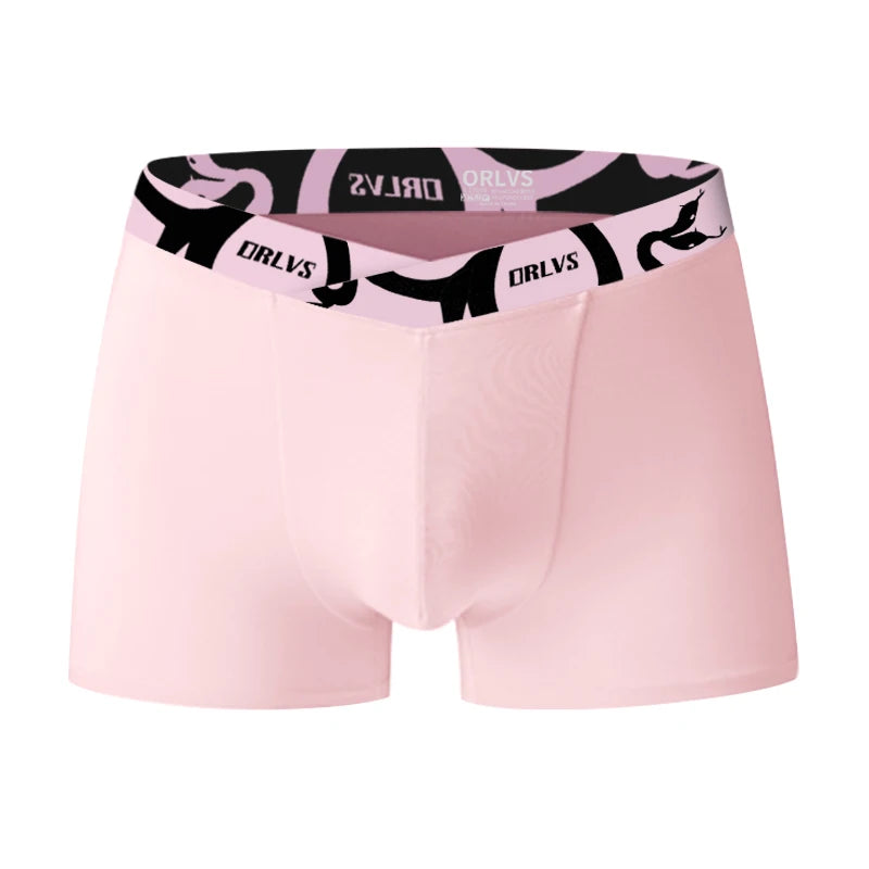 ORLVS Soft Modal Men's Underwear Big V Cut Boxer Briefs No Roll Waistband Trunks with Double Layer Crotch for Daily & Sports