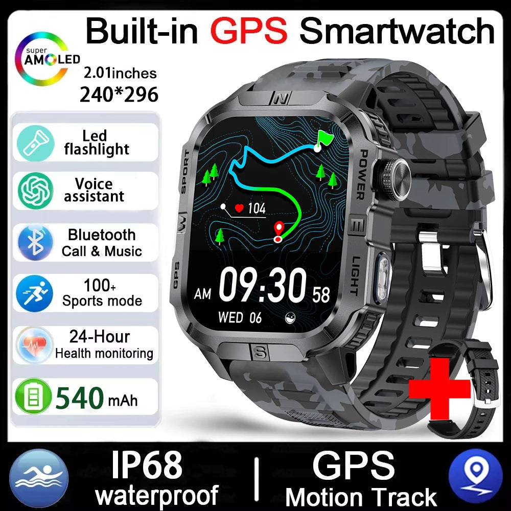2026 Outdoor New 540mAh Battery T-Rex 3 Military Grade Smart Watch Men IP69K Waterproof GPS HD Bluetooth Call 100+Sports Watch