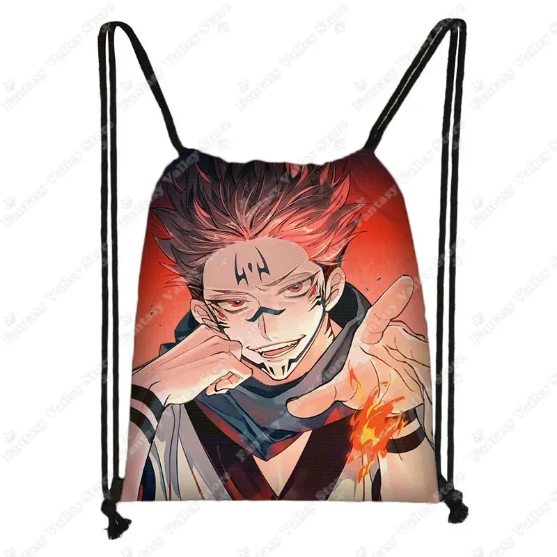 Anime Jujutsu Kaisen Backpacks Gojo Satoru Yuji Itadori Drawstring Bag Harajuku Large Capacity Storage Bags Outdoor Shoulder Bag