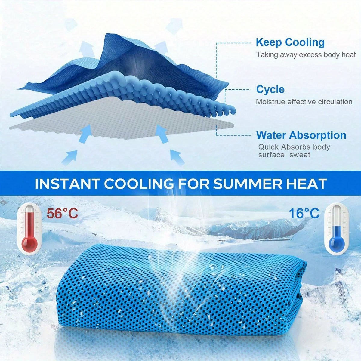 4pcs Sports Cooling Towels (100x30cm), Soft Breathable Quick Drying Towel For Outdoor, Gym, Yoga, Exercise, Fitness, Running
