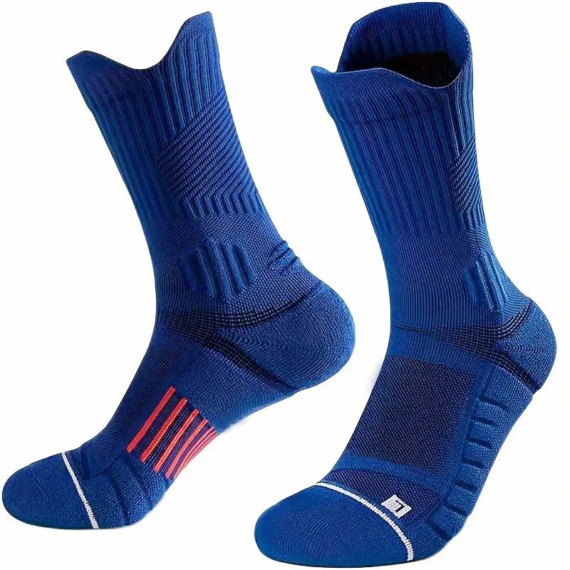 1/5 Pair Men Towel Bottom Basketball Sports Socks Anti Odor Sweat Absorbing Cushioning Shock Absorption All Season Running Socks