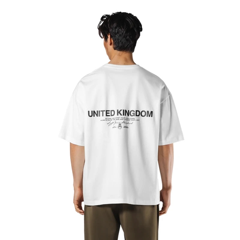 LYFT UNITED KINGDOM Trendy Loose Fitting Men's Sports Short Sleeved T-shirt Pure Cotton Gym Running Shirts Training Clothes Tees