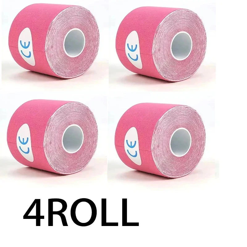 4 Roll Ride Force Kinesiology Tape Athletic Recovery Self Adherent Wrap Taping Medical Muscle Pain Relief Knee Pads Protector
