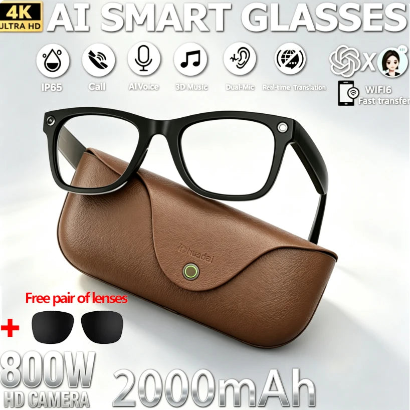 AI Smart Glasses NEW MT5 Ultra Real-time Translation Glasses 800W Pixel Camera Photo Video Recording Smart Wearable Devices IP65