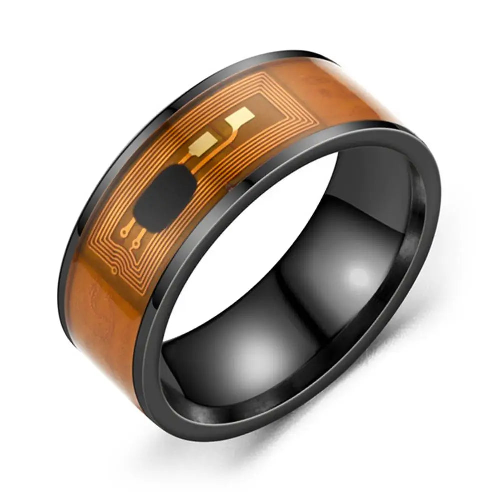 Mens Couple Rings NFC Stainless Steel Phone Chip Dripping Oil Dual Dragon Pattern Smart Ring Gift