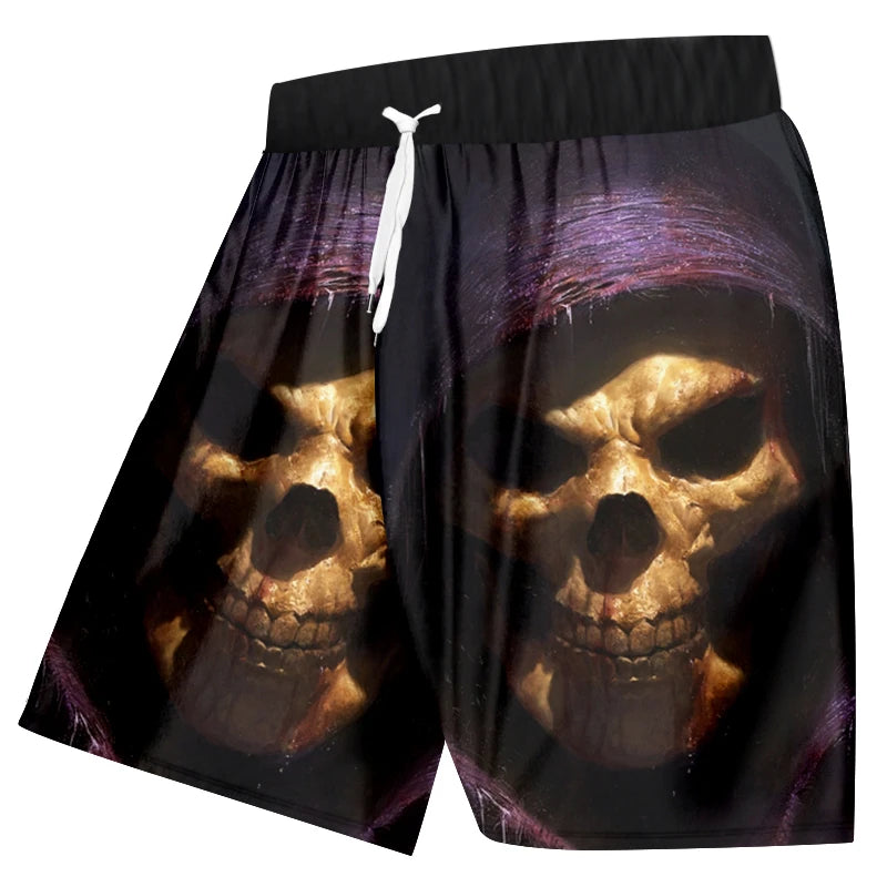 Men's swimming trunks 3D skull print beach shorts quick-drying outdoor leisure sports shorts swimwear fashion men's shorts