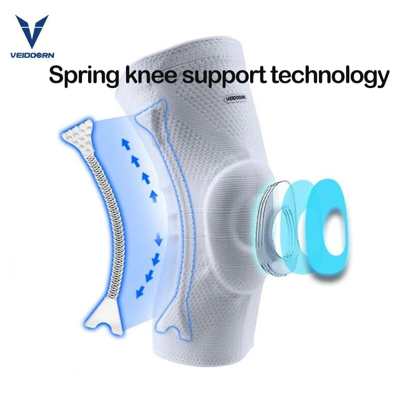 Professional Knee Brace for Basketball Compression Knee Sleeve with Silicone Spring Sport Volleyball Knee Pads