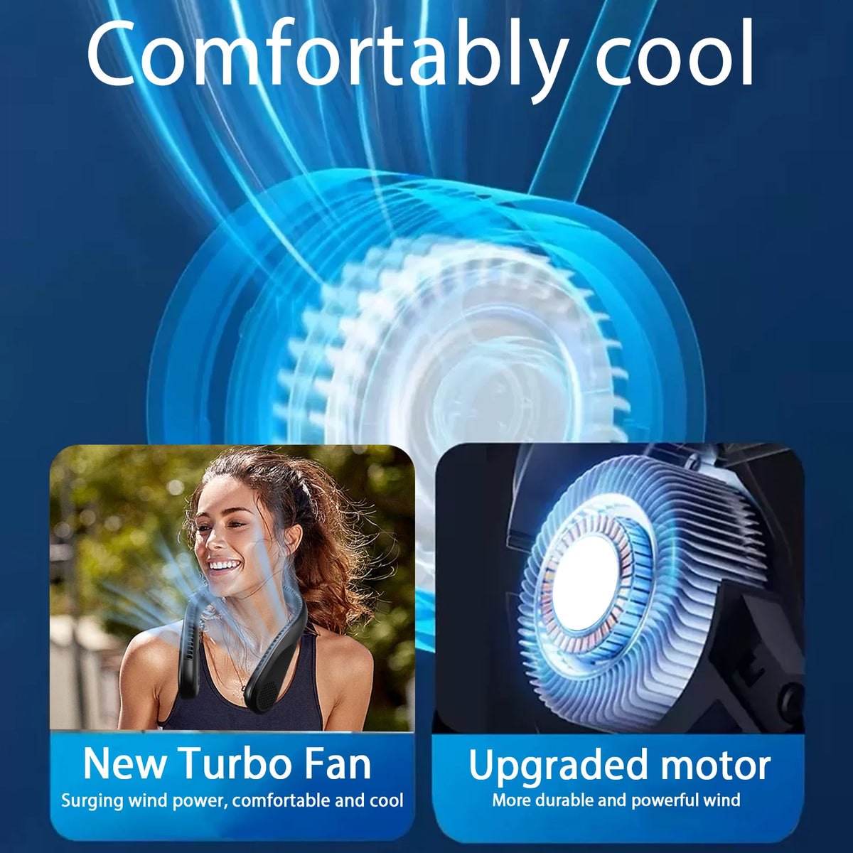 Neck Fan Bladeless, USB Rechargeable Hanging Wearable Fan, LED Display Ultra Quiet Hands-Free Cooler, Summer Gift for Travel Office Sports