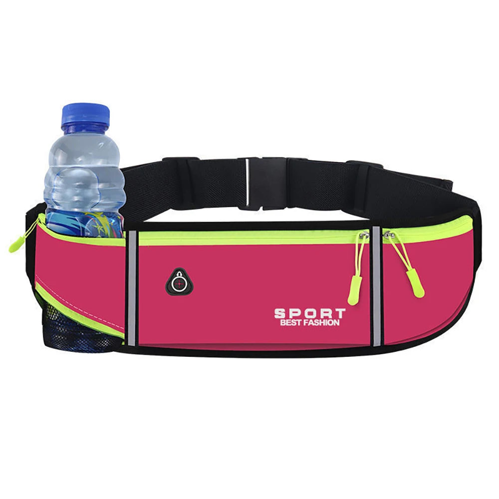 Running Belt Waist Bag with Water Bottle Holder Sports Fanny Pack Women Men Hydration Phone Holder Pouch Banana Bag