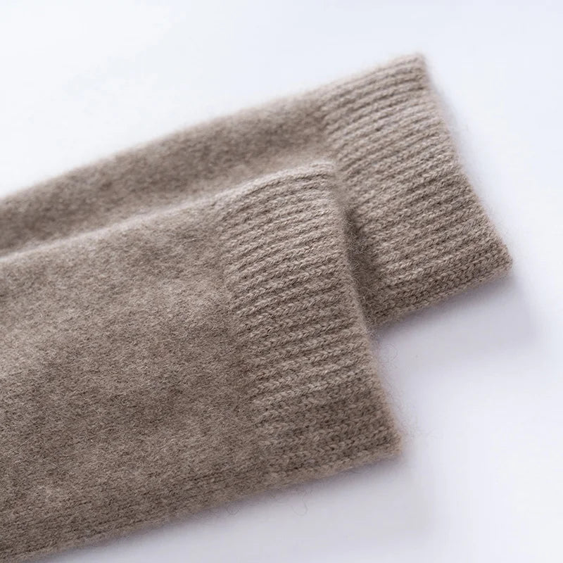 100% Pure Cashmere Women's Thick Autumn and Winter Mid Length Socks, Warm Leg Socks, Cold Resistant Leg Protection