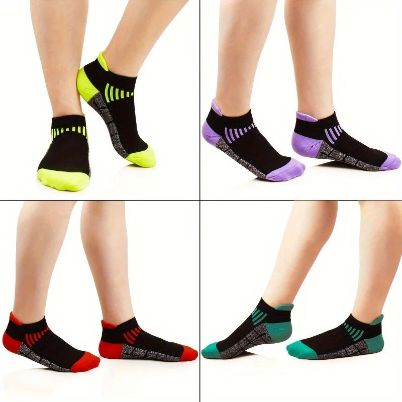 6 Pairs of Women's Spring and Summer Compression Sports Socks - Low Top, Cushioning, Breathable, Moisture Wicking, Arch Support, Ankle Socks, Suitable for Running, Cycling, Hiking and Outdoor Activities, 6 Pairs of Socks of R