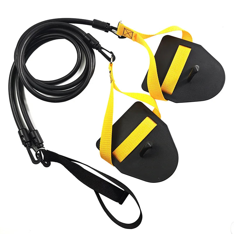 Swimming Resistance Band Set with Hand Paddles Handles Exercise Workout Bands for Women Men 1.2m Stretch Cord