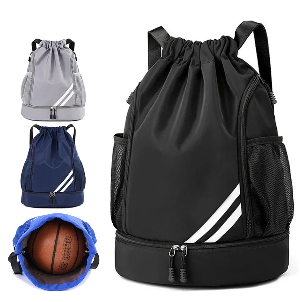 1PCS Sports Drawstring Backpack, Waterproof Sports Bag Soccer Bag Swim Gym Bag for Men Women with Ball Shoes Compartment