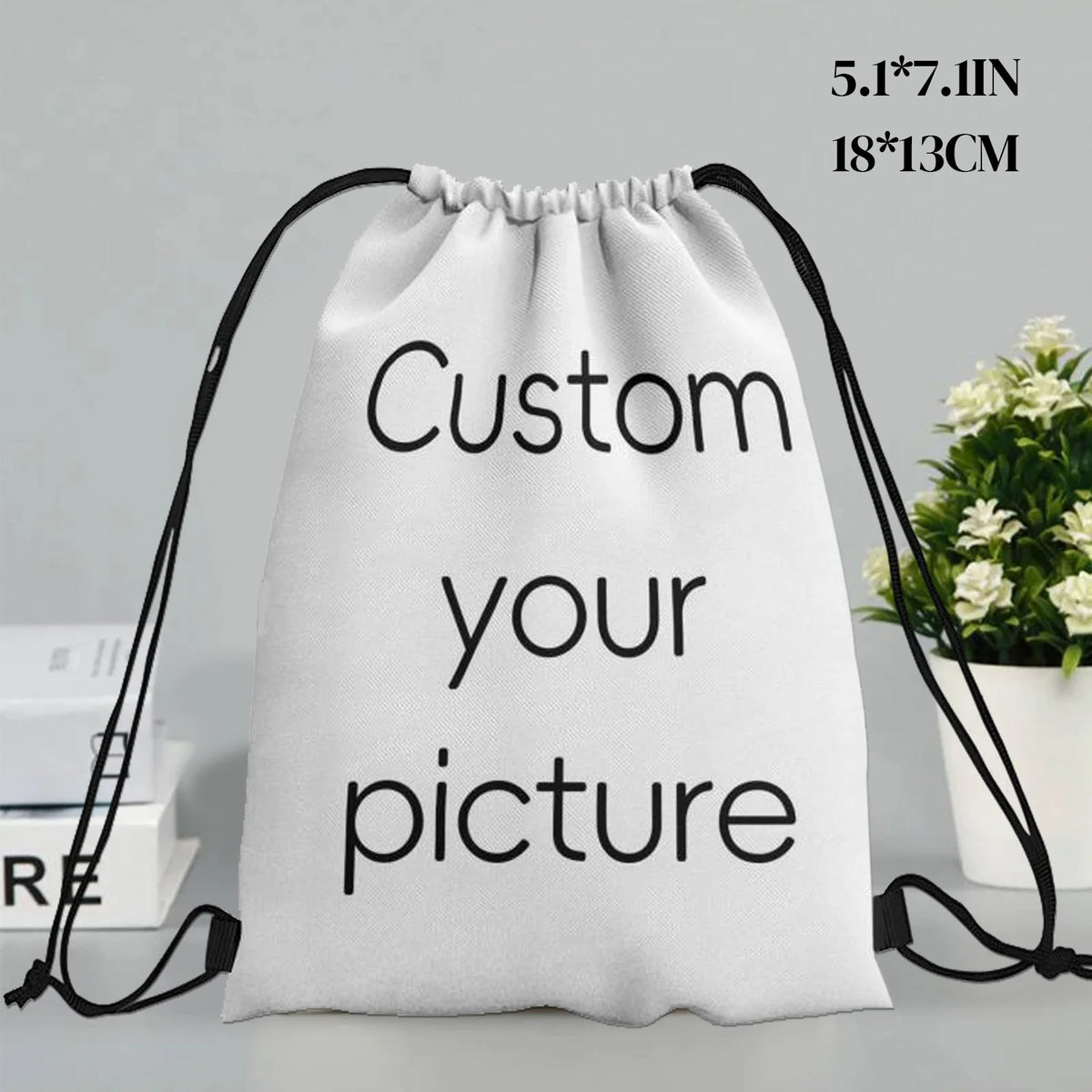 Custom Drawstring Backpack Sports Gym Bag for Women Men Shopping Sackpack, Personalized Photo Drawstring Backpack