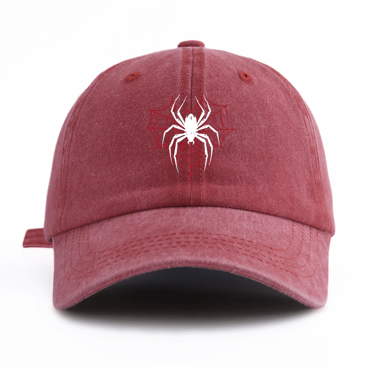 1pc Spider Print Washed Baseball Cap for Adults,Minimalist Retro Style Casual Soft Adjustable Dad Hat,Perfect As Gift