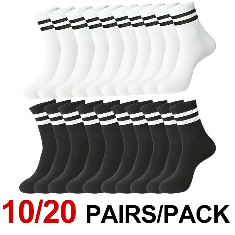 10/20 Pairs Neutral Solid Color Round Neck Socks Spring Summer Sweat Absorbing Breathable Comfortable All-season Sports Socks