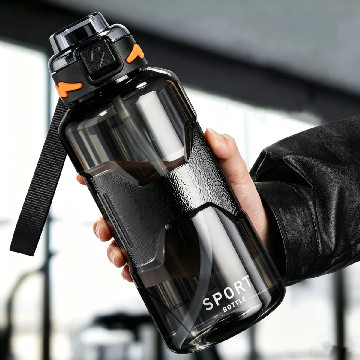 1.5L Straw Water Bottle Large Capacity Plastic Water Cup Portable Drink Bottle With Scale Marker For Outdoor Sports