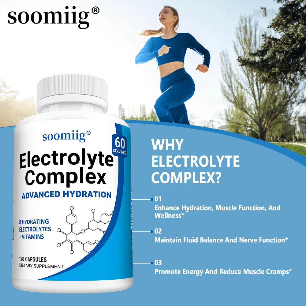 Electrolyte Salts Capsules with B6,B12, Magnesium, Potassium & Zinc, Fast Hydration, Reduces Muscle Cramps, Supports Recovery