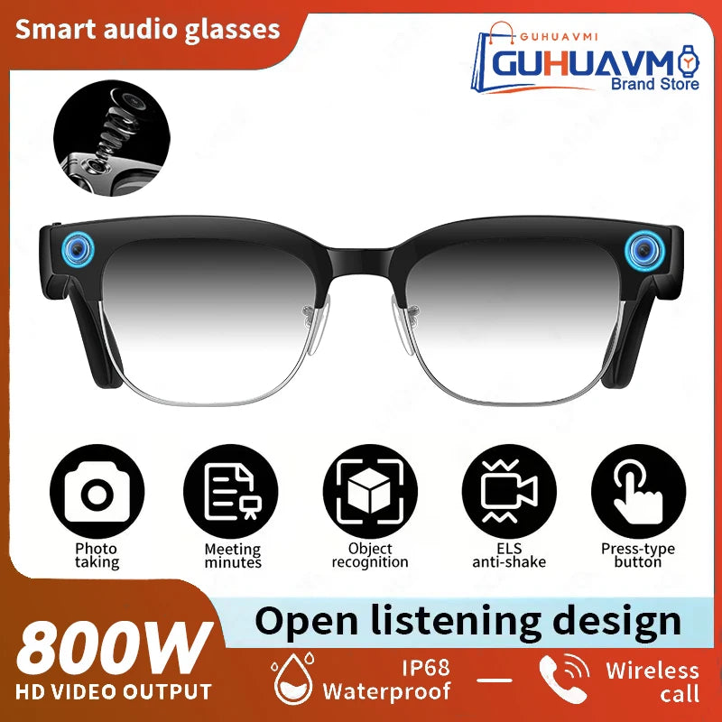 2026New AI Smart Glasses 120+Language Translation 800W Pixel Camera Video Music Player Call Business 8K Color Change Glasses Men