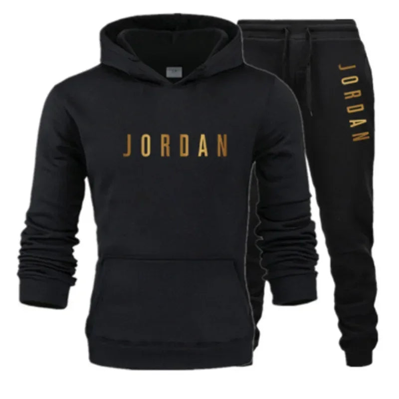 Men's printed sports suit hoodie and sweatpants two-piece set suitable for casual sports street wear