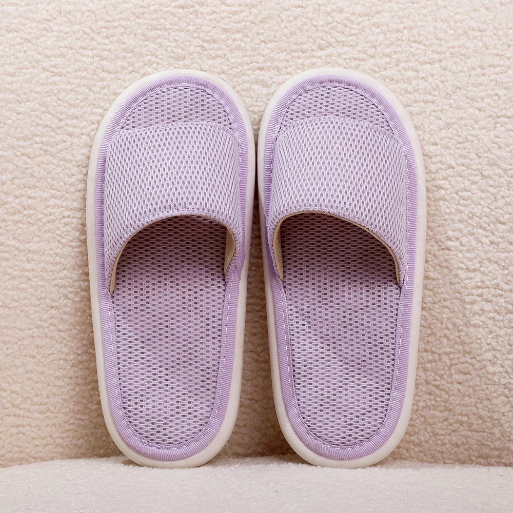 Men's Breathable Mesh On Open-Toe Slippers Lightweight Summer Indoor Shoes Soft Fabric for Home Comfort Flexible House Slippers