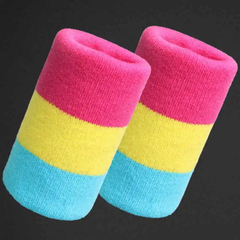 1pc Wristband Colorful Striped Cotton Sports Sweatband Wrist Support Men Women Gym Fitness Running Tennis Wrist Brace Protector