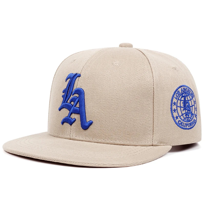 2026 New Los Ange Earth Letter Embroidered Cotton Flat Edge Hat Women Simple Baseball Hat Sunshade Hat Men's Outdoor HipHop Hat