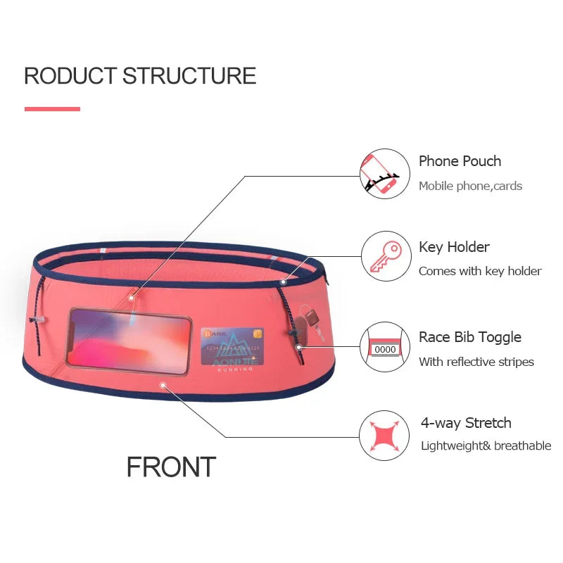 AONIJIE W8101 Hydration Running Belt Waist Pack Travel Money Bag Trail Marathon Gym Workout Fitness Mobile Phone Holder