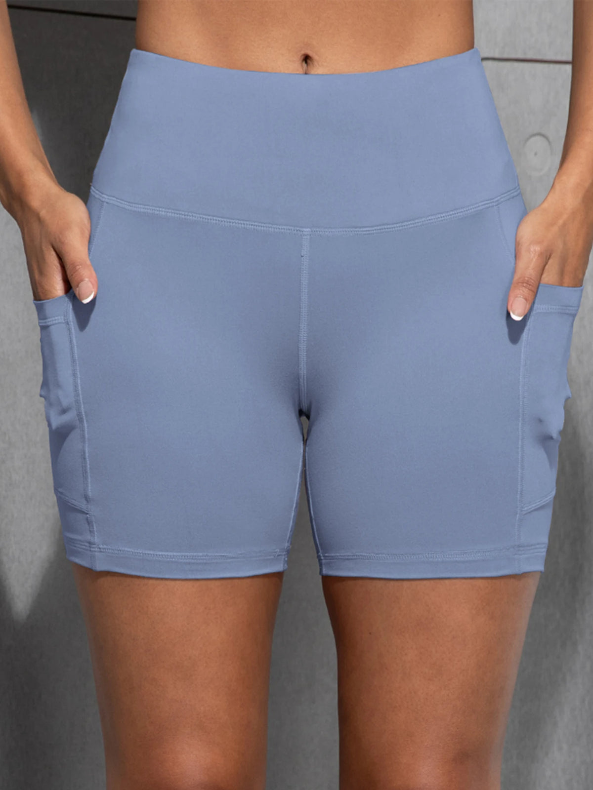 CHRLEISURE Yoga Shorts with Pockets High Waist Butt Lifting Cycling Tight Elastic Slim Running Fitness Women Shorts Sportswear