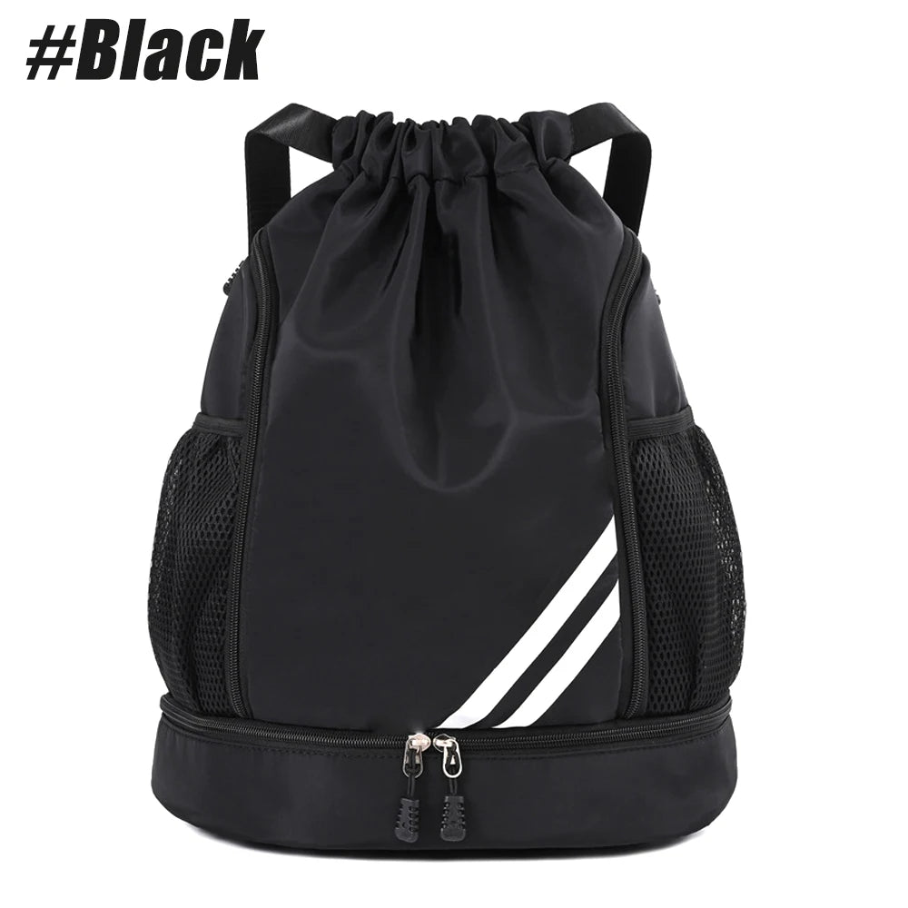 1PCS Sports Drawstring Backpack, Waterproof Sports Bag Soccer Bag Swim Gym Bag for Men Women with Ball Shoes Compartment