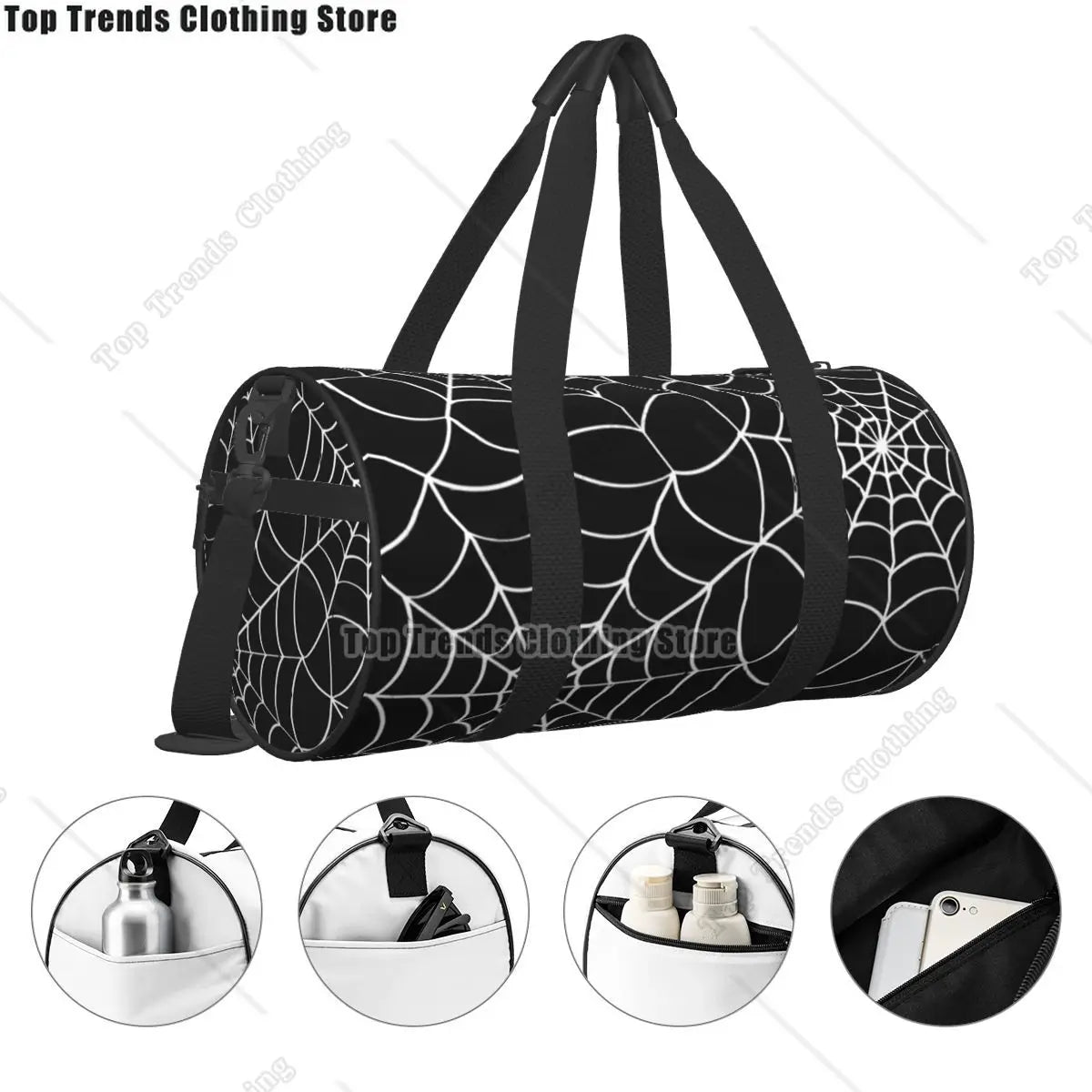 Halloween Spiderweb Sport Bags Scary Spooky with Shoes Gym Bag Oxford Men Women Design Handbag Swimming Cute Fitness Bag