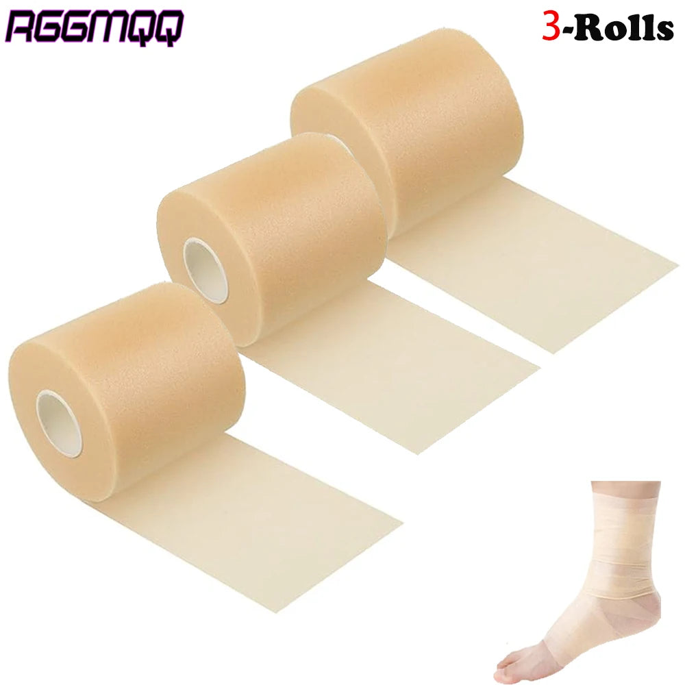 3Roll Self Adhesive Bandage Wrap, Cohesive Wrap for All Sports - Brown Non-Woven, Breathable Athletic Tape for Wrists, Knee Ankl